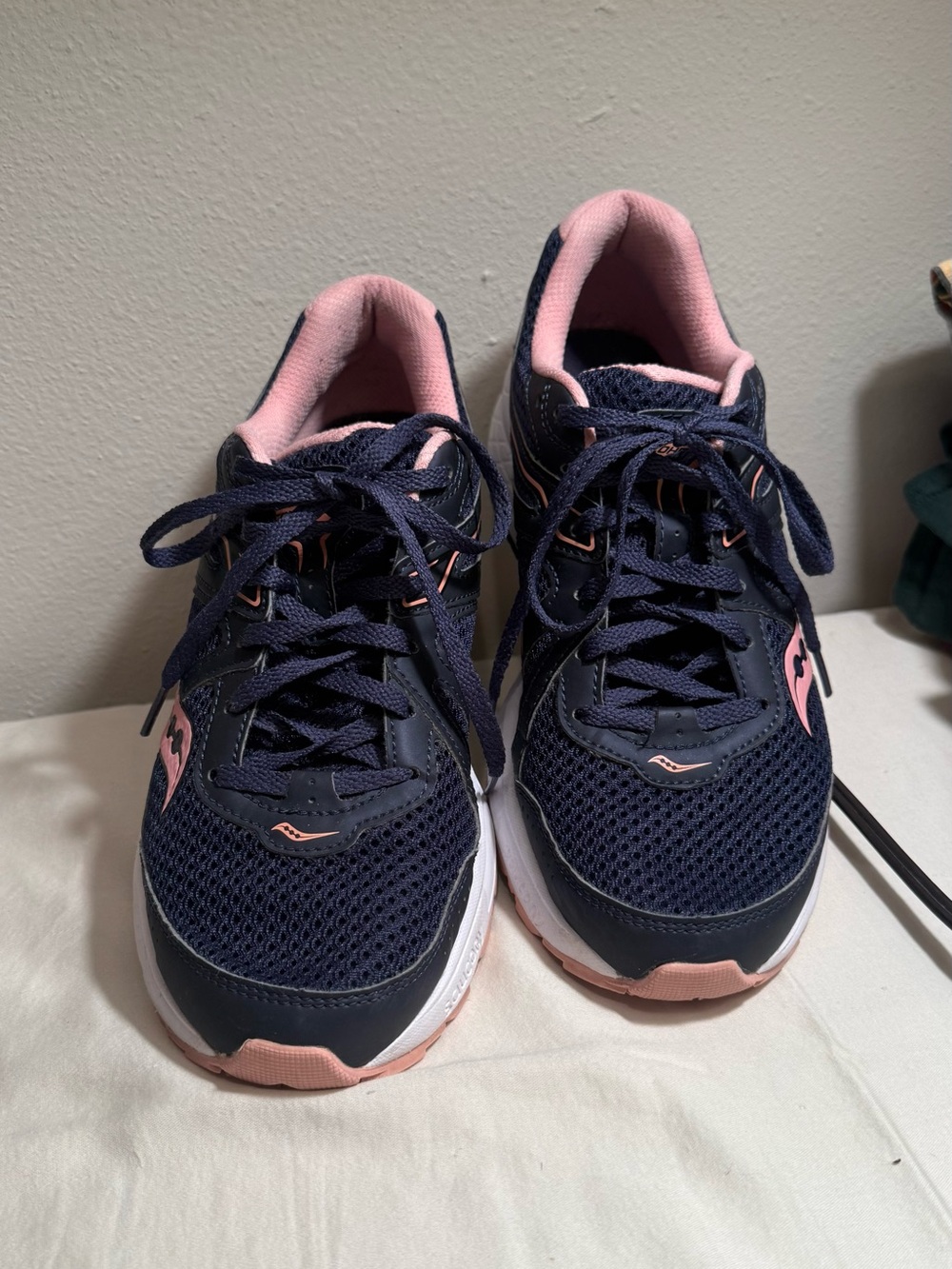 Women's Navy and Peach Athletic Sneakers - Lightweight Support
